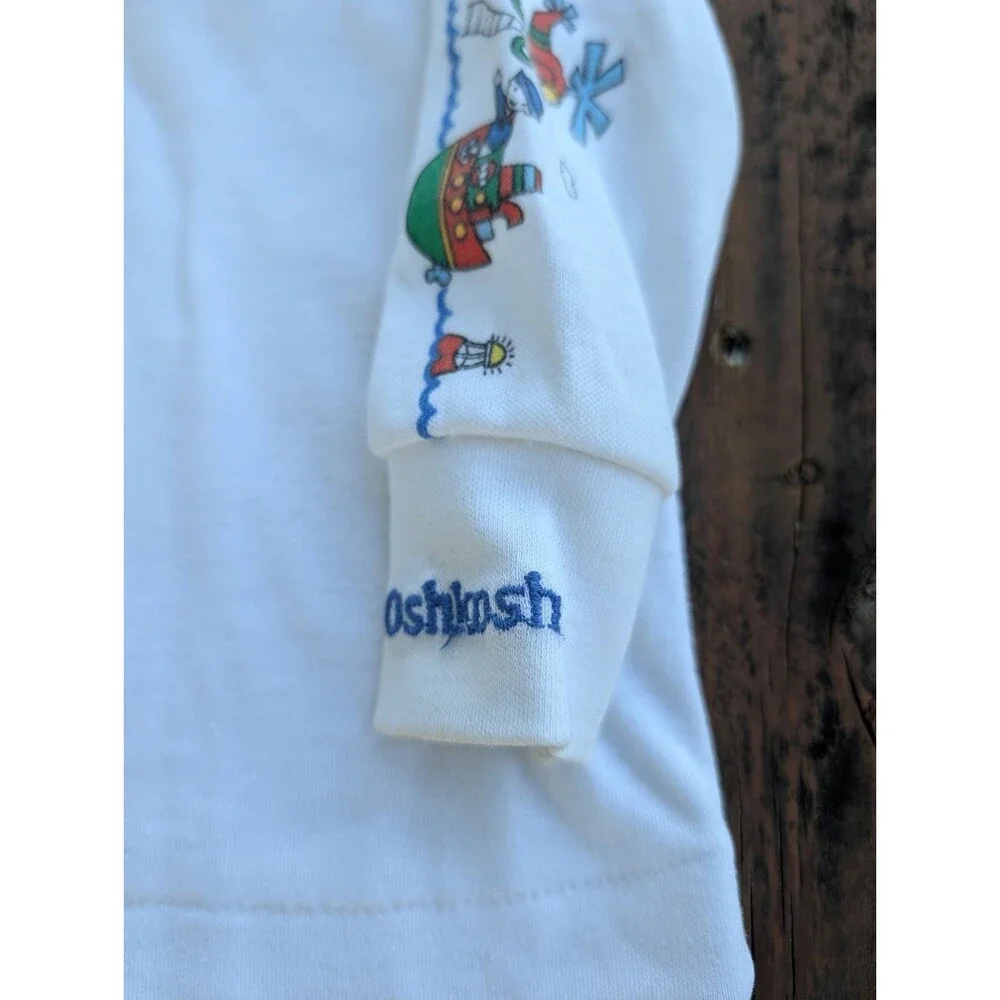VTG 3-6M OshKosh B'gosh 80s BABY Turtleneck Long Sleeve graphic Primary USA